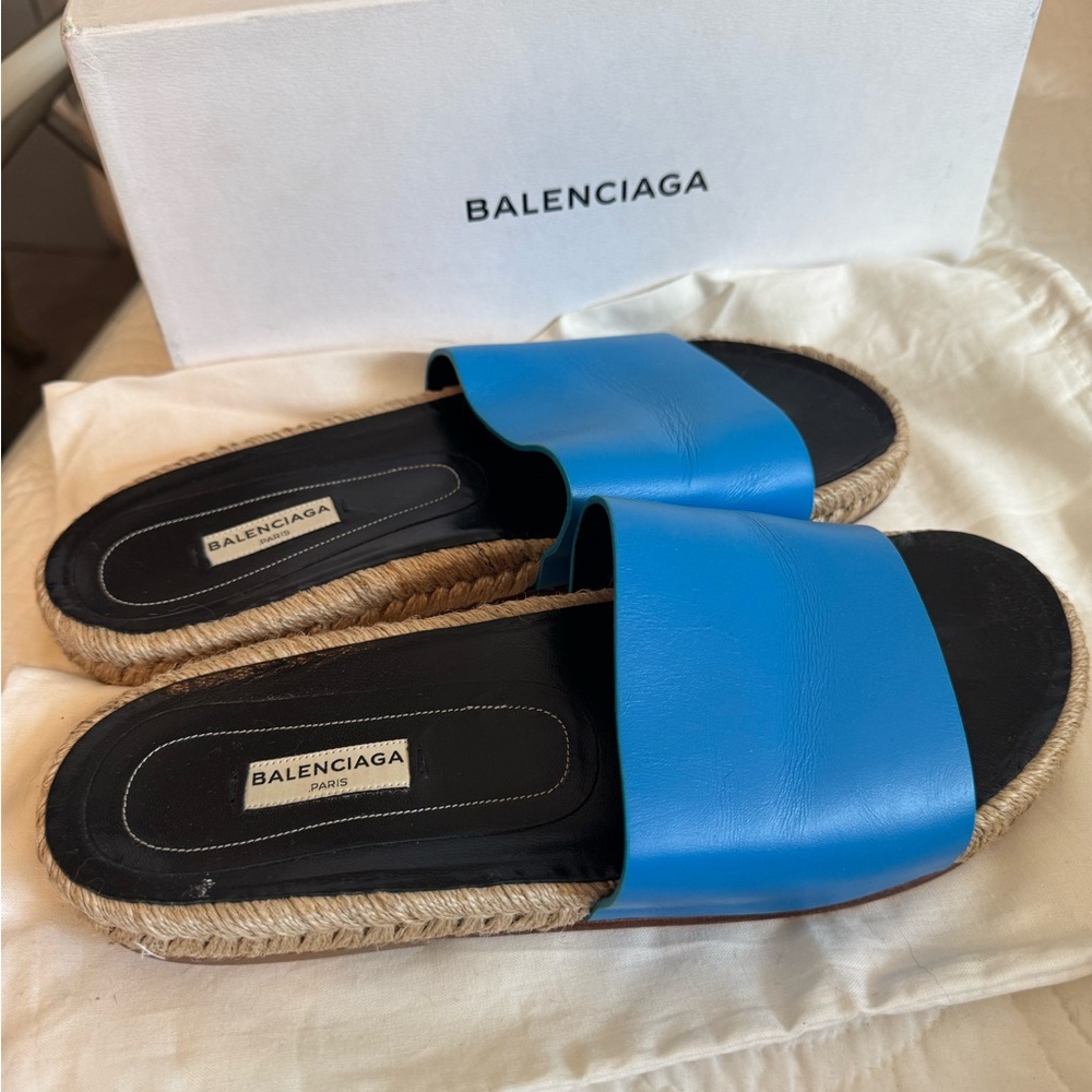 Balenciaga Women's Blue Slide Sandals